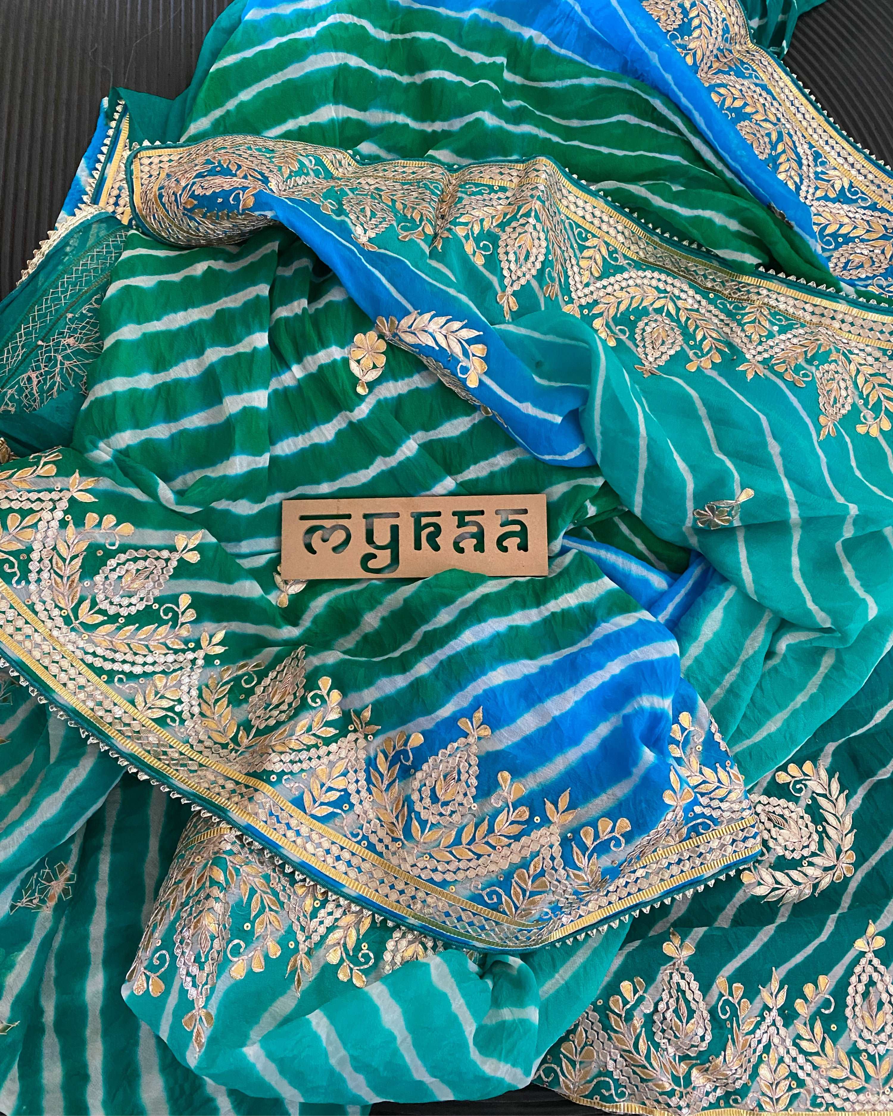 Pure Georgette Leheriya with Gota Patti Handwork