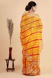 Pure Chiffon Yellow color saree with Pittan work