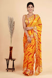 Pure Chiffon Yellow color saree with Pittan work