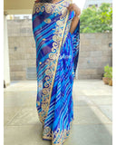 Pure Georgette Blue Color Leheriya Saree with Gota Patti Work