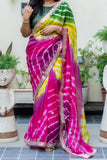 Pure Organza Fabric Multi Shaded Leheriya Saree with Gotta Patti Handwork