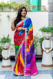 Semi Georgette Fabric Navranga Bandhni Saree With Gota Patti Handwork