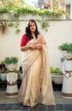 Tissue Organza Saree with Gota Patti Handwork and Bandhani Blouse