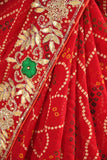 Georgette Fabric Red Chunri saree With Mixed Fancy Work