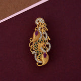 Gold Plated Double Layer Peacock Saree Pin