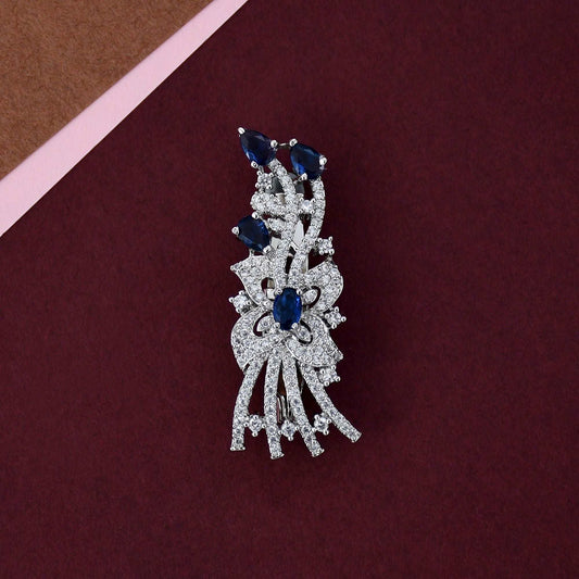 Silver Plated Blue Bagiya Saree Pin