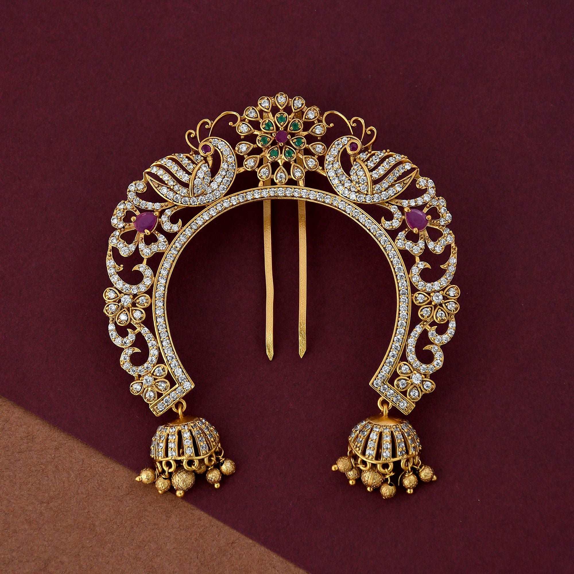 Antique Jadaau Peacock Hair Brooch