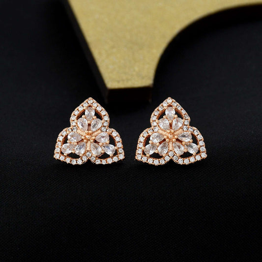 Trendy Flower Dimond Studs