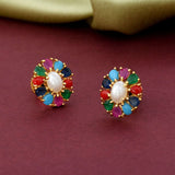 Oval Shaped Multicolored Stud