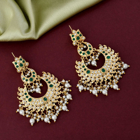 Raha Gold pated Chandbali Earrings