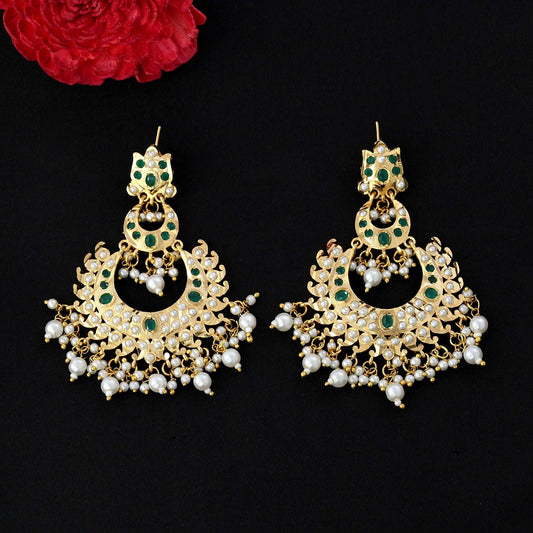 Raha Gold pated Chandbali Earrings