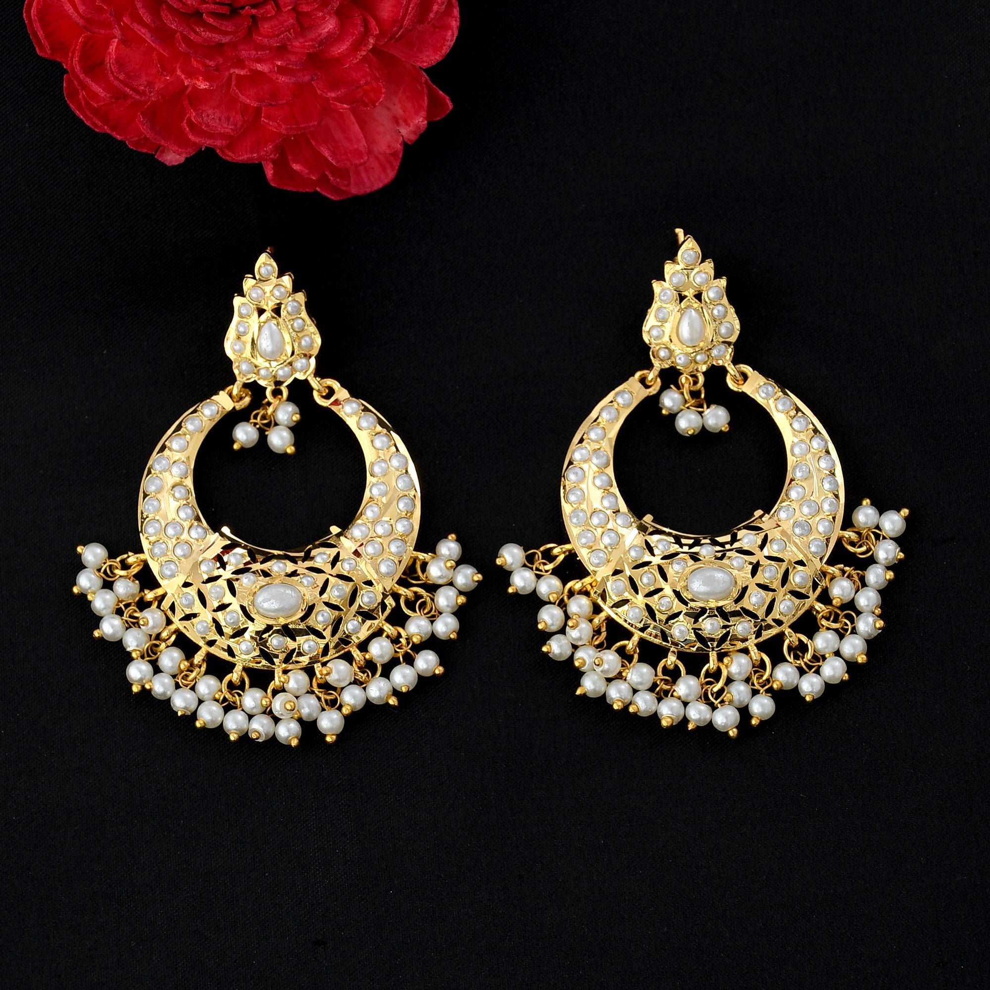 Ira Gold Plated Pearl Chandbali