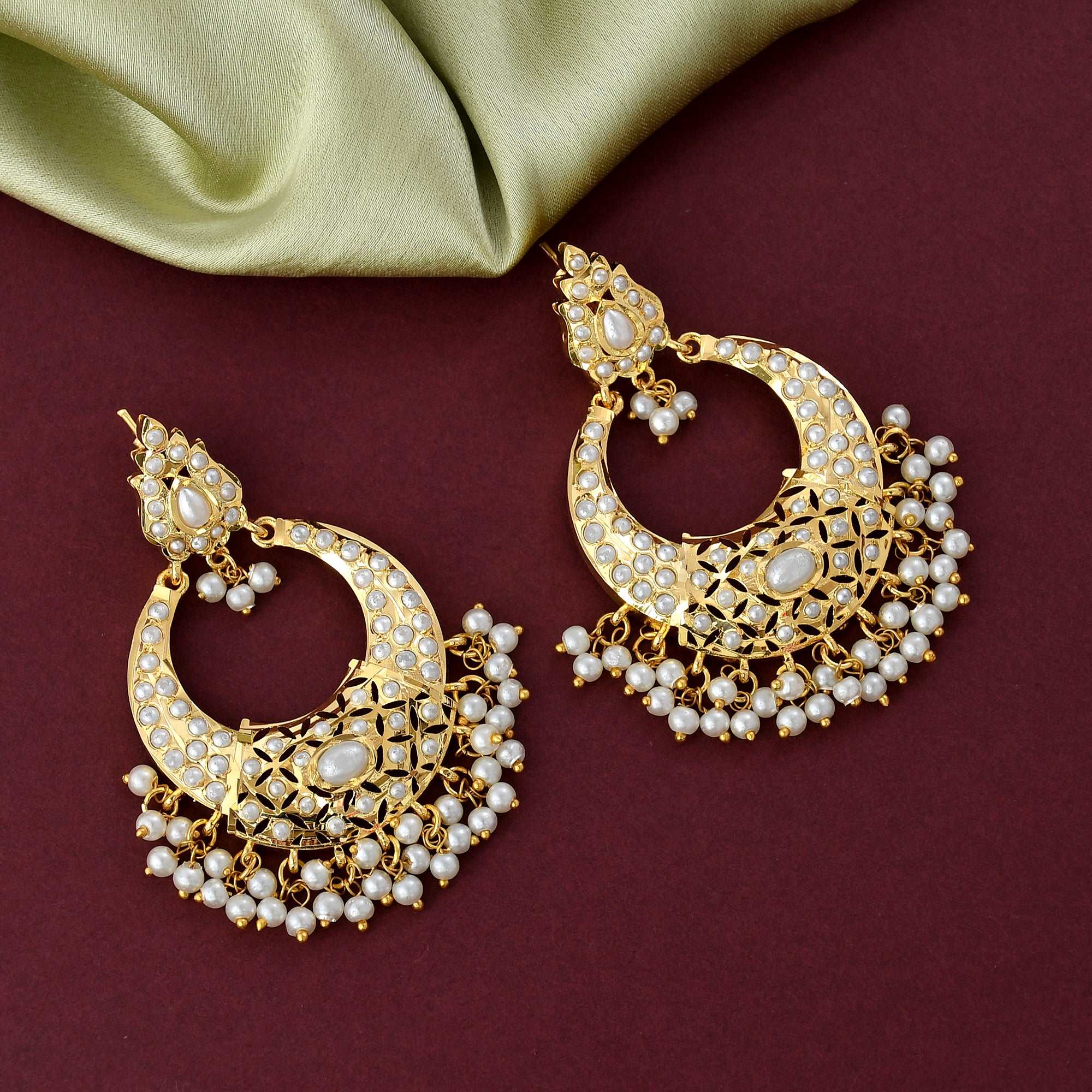 Ira Gold Plated Pearl Chandbali