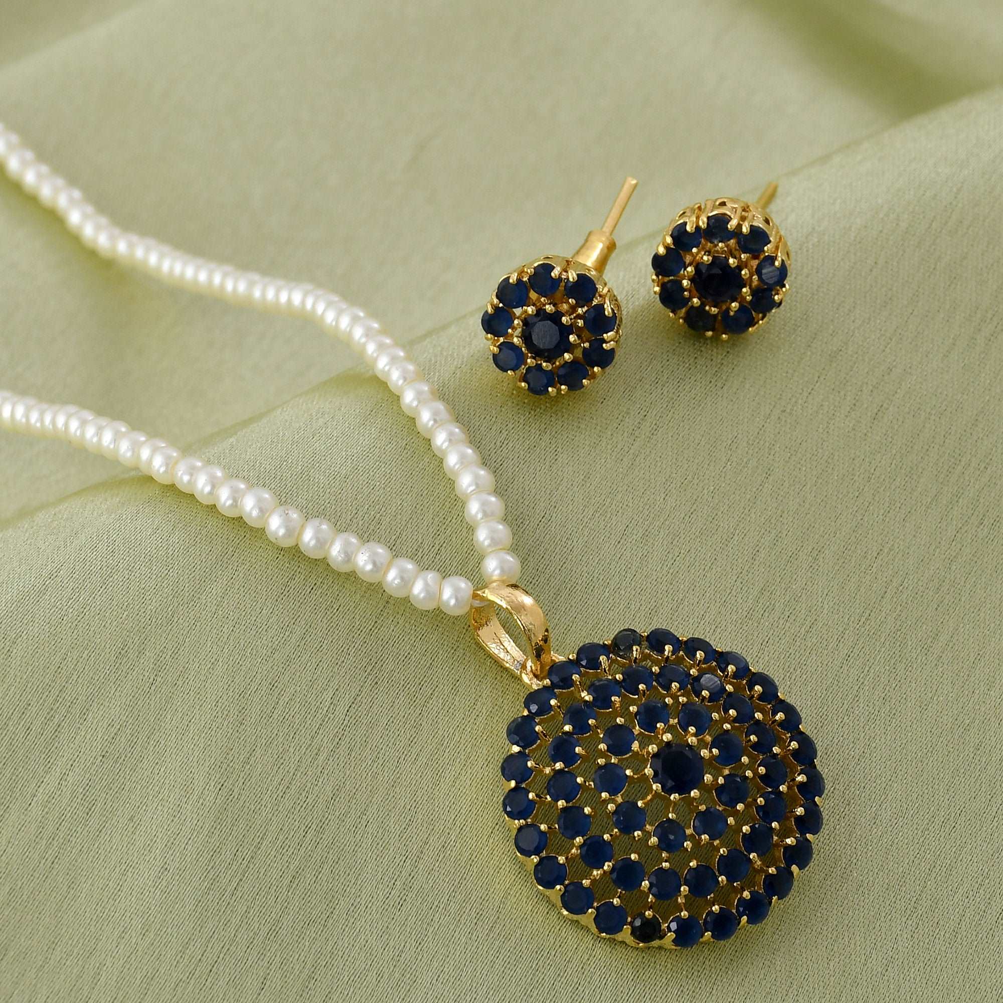 Ahilya Blue Semi-Precious Pendant Set