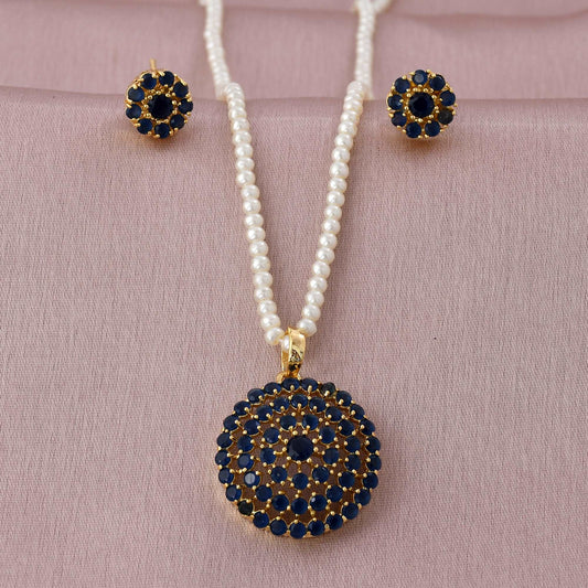 Ahilya Blue Semi-Precious Pendant Set