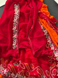 Semi Georgette Fabric Peela Saree With MIxed Handwork