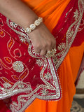 Semi Georgette Fabric Peela Saree With Gota Patti Handwork