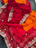 Semi Georgette Fabric Peela Saree With Gota Patti Handwork