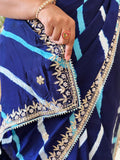 Modal Silk blue Leheriya With Gota Patti Handwork