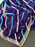 Modal Silk blue Leheriya With Gota Patti Handwork