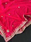 Semi Georgette Fabric Pink Mothda Saree With Gotta Patti Handwork