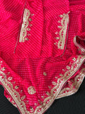 Semi Georgette Fabric Pink Mothda Saree With Gotta Patti Handwork