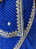 Semi Georgette Fabric Blue Mothda saree With Gota Patti Handwork
