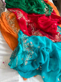 Pure Chiffon Fabric Rajputi Saree With Mixed HandWork