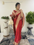 Red Georgette Saree with Banarasi zari Border