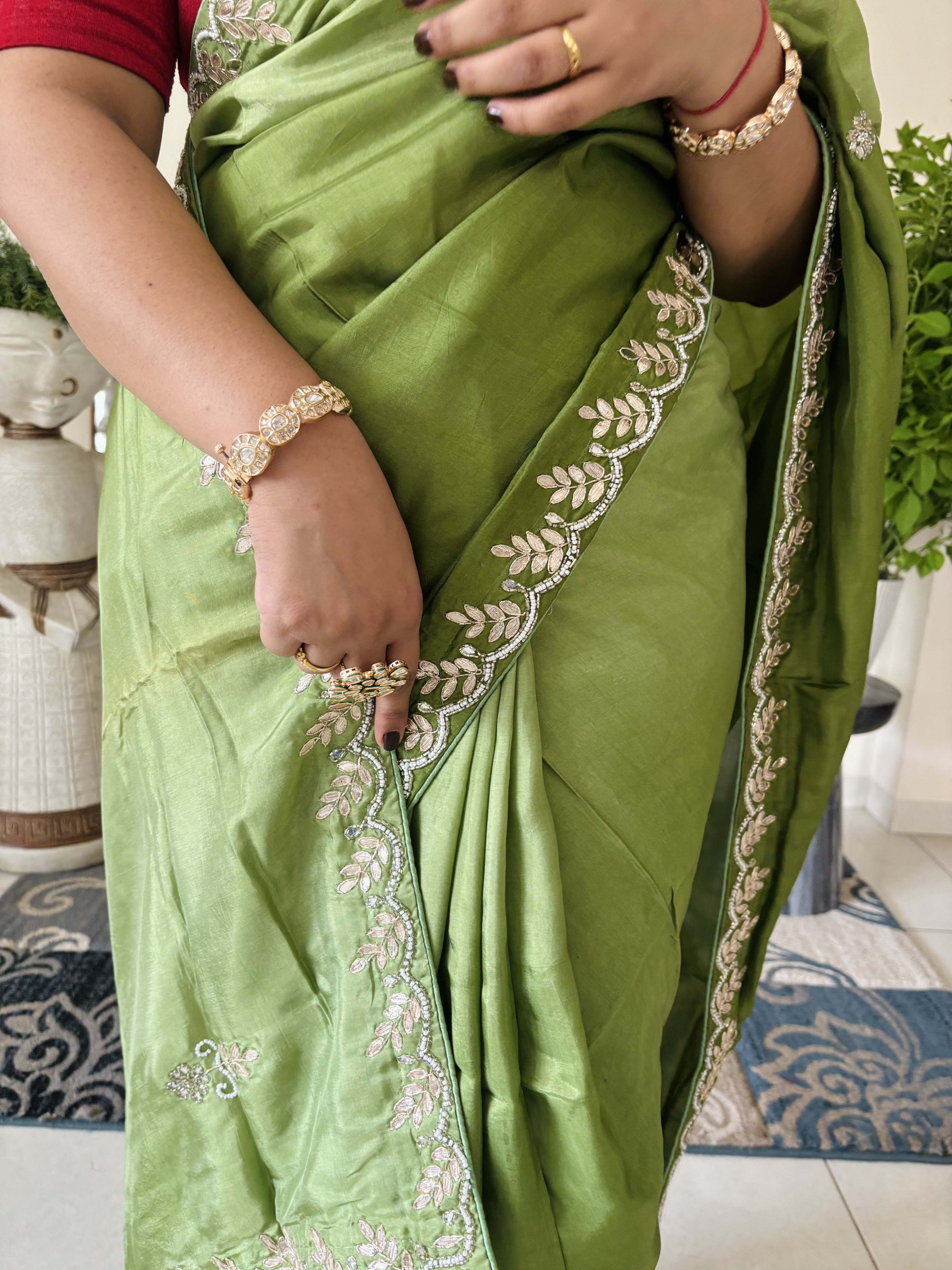 Upada Silk Fabric Saree with Gota Patti and Pearl work