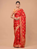 Banarasi Upada silk Red color with Meena Zari Border with Bandhani all Over