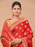 Banarasi Upada silk Red color with Meena Zari Border with Bandhani all Over