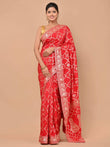 Banarasi Upada Silk Red color Saree with Zari Border