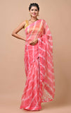 Organza fabric Pink color Saree with Gota Patti, Sequins, Zardozi & Pearl Mix Work