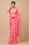 Organza fabric Pink color Saree with Gota Patti, Sequins, Zardozi & Pearl Mix Work