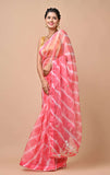 Organza fabric Pink color Saree with Gota Patti, Sequins, Zardozi & Pearl Mix Work