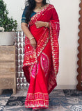 H.O. Silk Fabric Gharchola Bandhni Saree With Gotta Patti Handwork