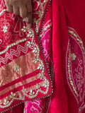 H.O. Silk Fabric Gharchola Bandhni Saree With Gotta Patti Handwork