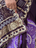 Ho Silk Fabric Gharchola Bandhni Saree With Gota Patti Handwork