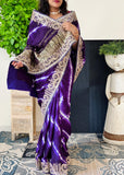 Purple Modal Silk Leheriya Saree With Gota Patti Handwork I Festive & Wedding Wear