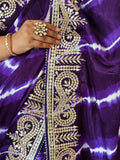 Purple Modal Silk Leheriya Saree With Gota Patti Handwork I Festive & Wedding Wear