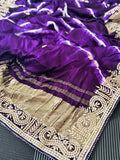 Purple Modal Silk Leheriya Saree With Gota Patti Handwork I Festive & Wedding Wear