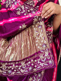 Modal Silk Leheriya With Fine Gota Patti Handwork