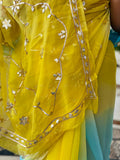 Chiffon Fabric Shaded Saree With Gota Patti Handwork