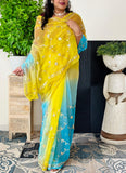 Chiffon Fabric Shaded Saree With Gota Patti Handwork