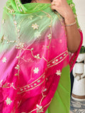 Chiffon Fabric Shaded Saree With Gota Patti Handwork