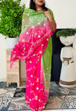 Chiffon Fabric Shaded Saree With Gota Patti Handwork