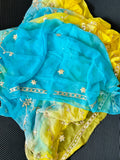 Chiffon Fabric Shaded Saree With Gota Patti Handwork