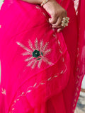 Pure Chiffon Fabric With minimal Mixed Handwork