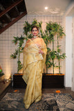 Cotton silk beige saree with sequence border work